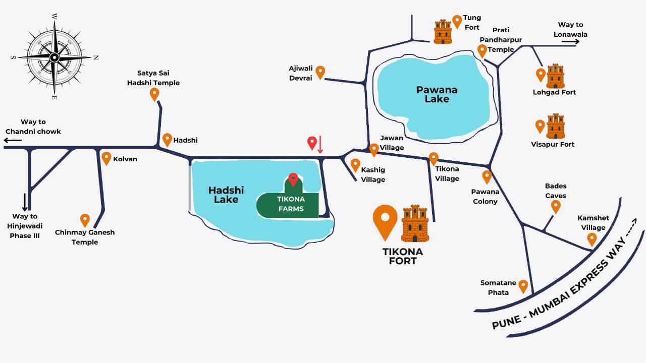 Tikona Srushti Plots for sale Near Hadashi Lake, Pavana Dam Road, Mulshi, Pune – 412108. , Mulshi Farmhouse Plotting Project